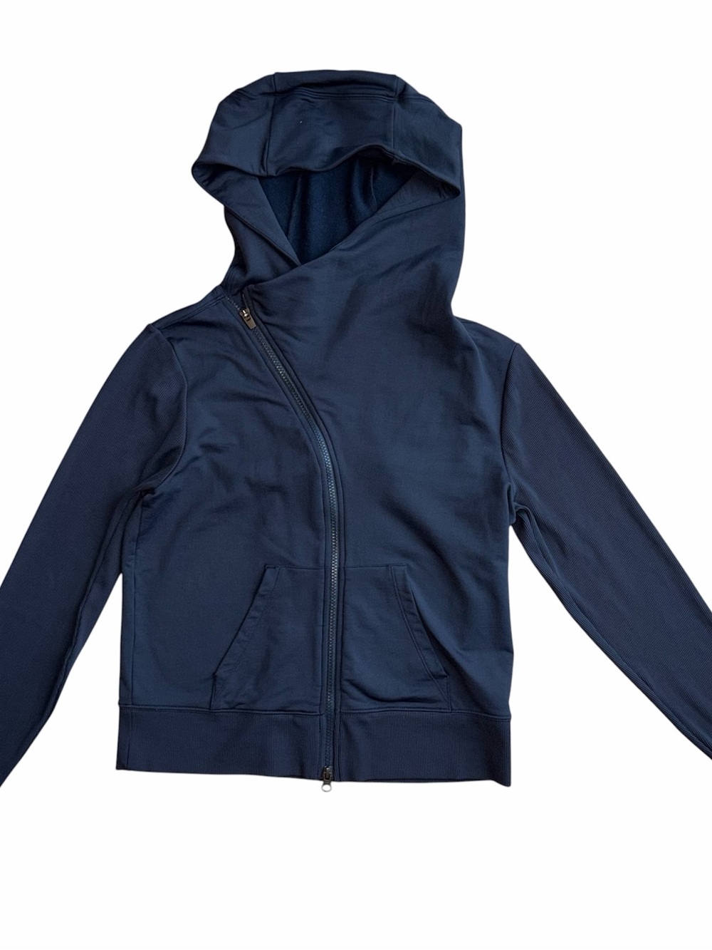 Athleta Malabar Hoodie Women’s Size Medium Asymmetrical Stretch Sweatshirt Black
